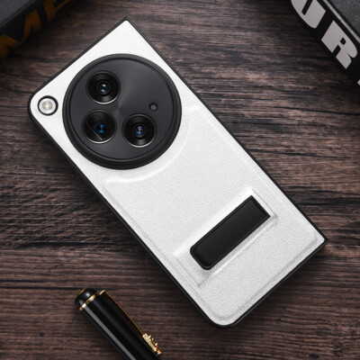 For OnePlus Open Luxury PU Leather Slim Fit Protective Case with Metal Kickstand