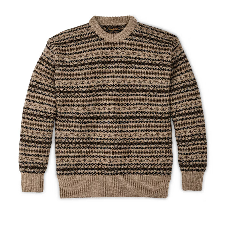 Pre-owned Filson Fair Isle Crewneck Sweater 20263566 Made In Scotland Fawn Tan Khaki Brown
