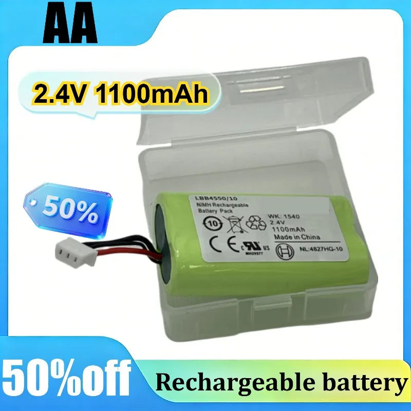 2.4V 1100mAh AA NiMH Battery Pack with NTC Thermistor for Receiver, Headphone De
