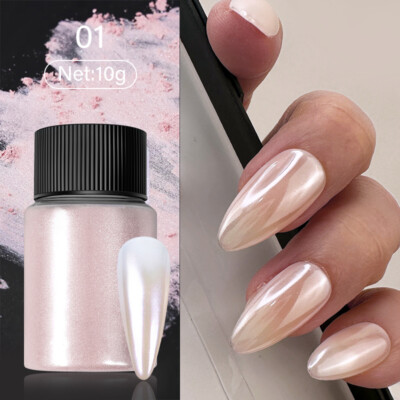 1 Box Pink Gold Chrome Pearl Nail Powder Mirror Effect Nail Art Glitter Auroras