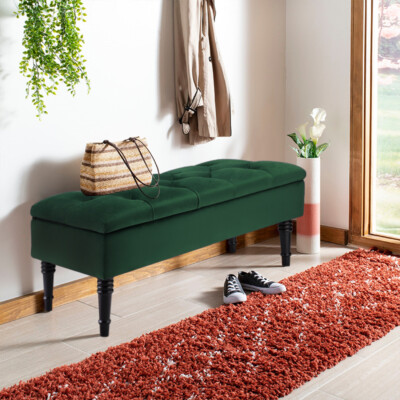 Green velvet sales ottoman storage