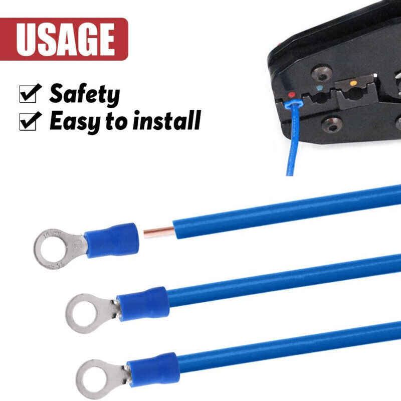 50-200PCS Insulated Ring Electrical Wire Connectors Splice Spade Crimp Terminals