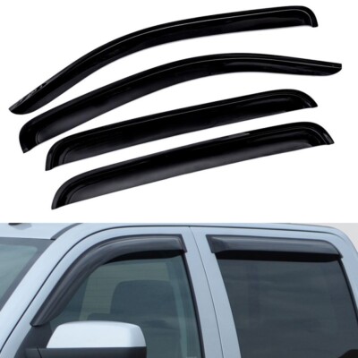 For 2014-2018 Chevy Silverado 4pcs Smoke Window Sun Rain Visors Guard Crew Cab