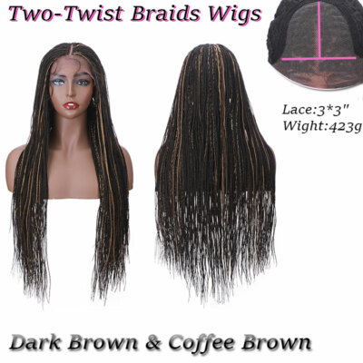 Micro Twist African Braid Wigs Lace Front Synthetic Full Head Wig Cornrow Braid