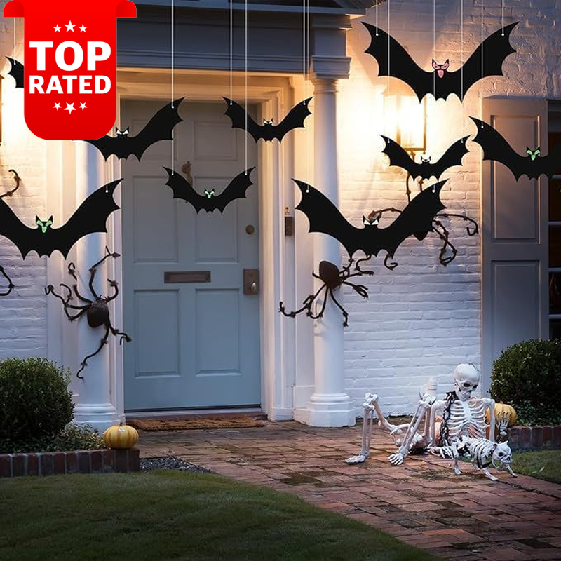 18Pcs Glow Eye Halloween Hanging Bats Indoor Outdoor Decoration Party Decor