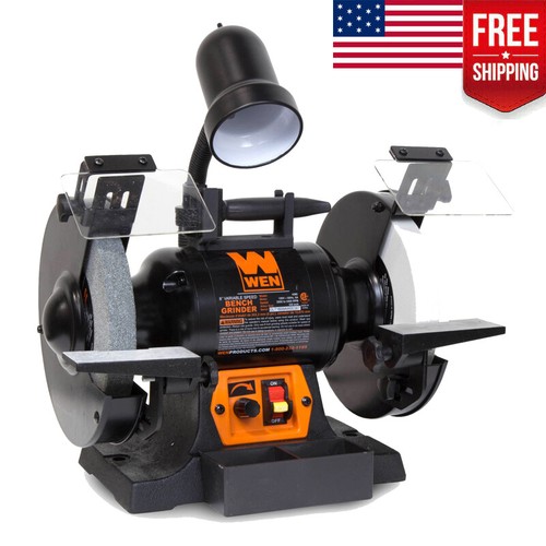 5-Amp 8-Inch Variable Speed Bench Grinder with Flexible Work Light Benchtop New
