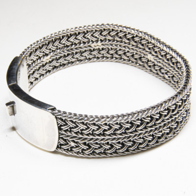 Armreif .925 Silber Torc Armband Biker Gothic Viking Heidnisch Gewebt Keltisch