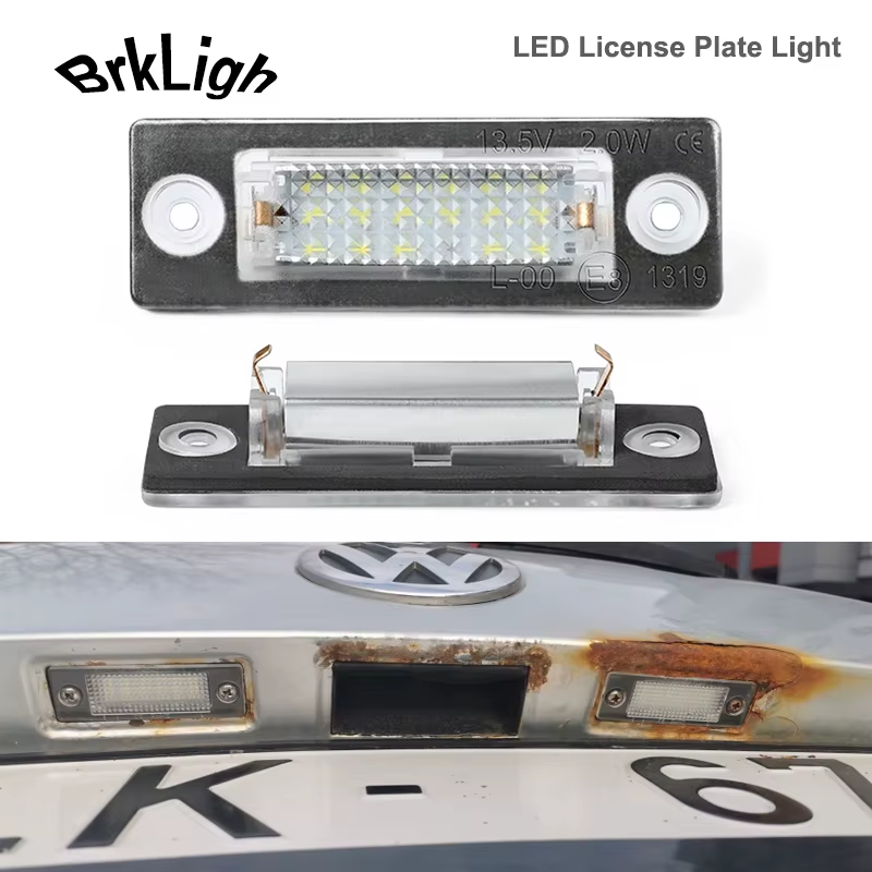 2Pcs No Error LED Number License Plate Lights Lamp Car Accessories For VW Golf J