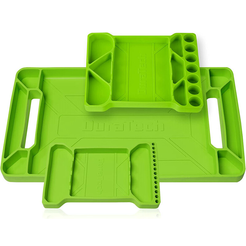 DuraTech 3PC Flexible Tool Tray Silicone Tool Holder for Household Storage Green