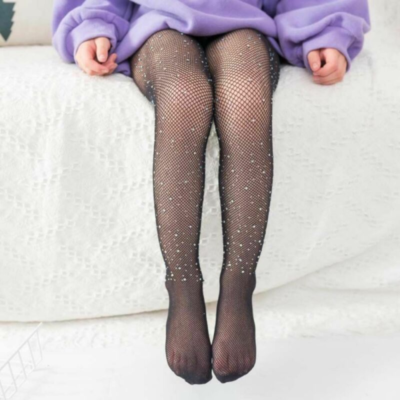 Kids Black Fishnet Tights