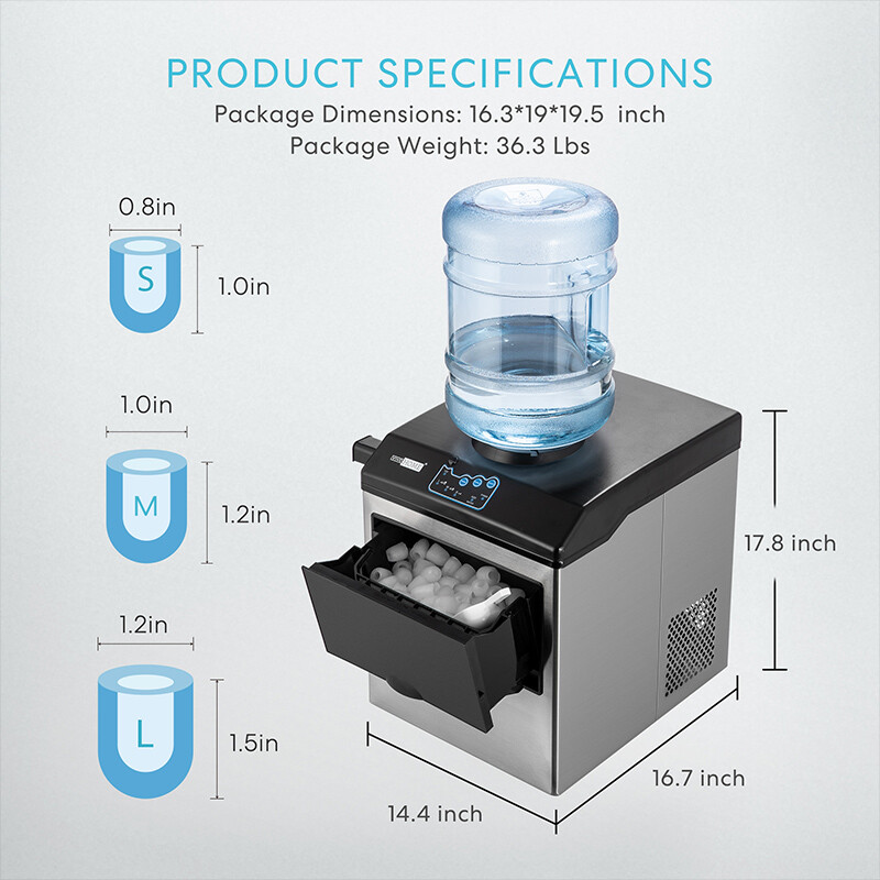 2 in 1 Countertop Ice Cube Maker 48lbs/Day with Water Dispenser Combo Machine