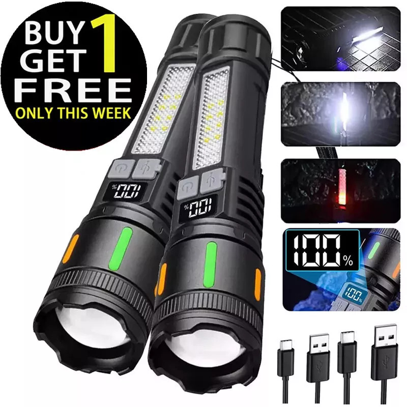Most Powerful 99000000lm Led Military Torch Usb Rechargeable Tactical Flashlight
