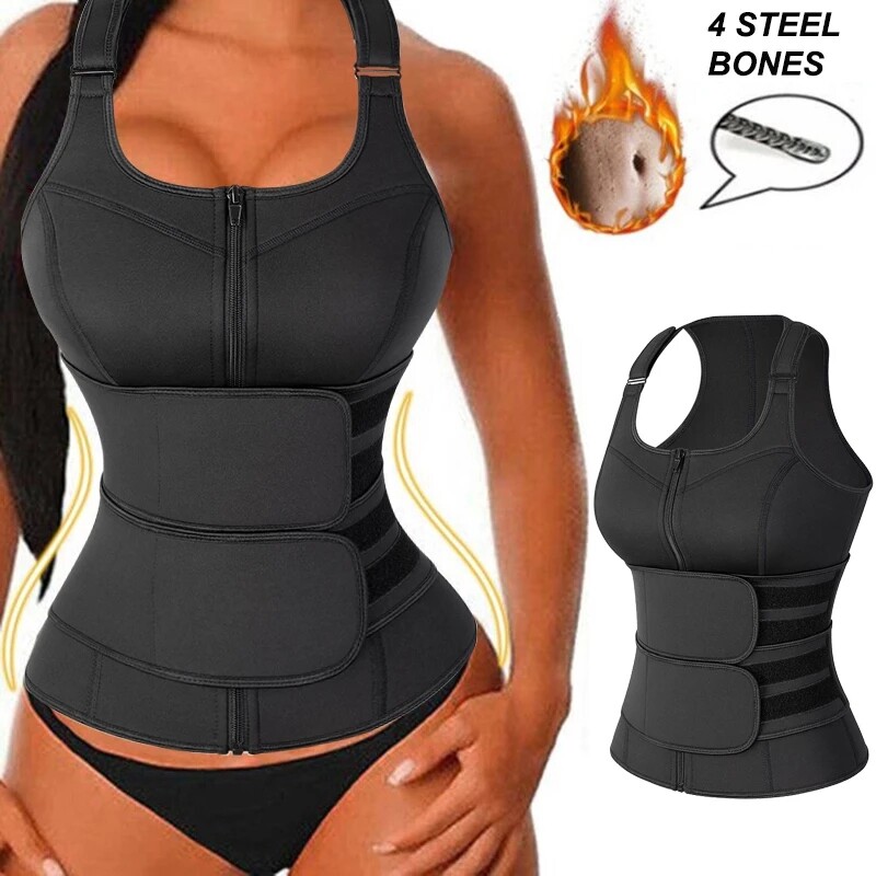 Damen Taille Mieder Schlank Waist Trainer Sweat Sauna Weste Suits Body Shaper JK