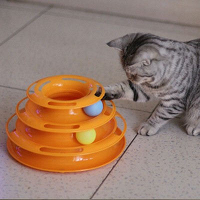 Kitty Pet Cat Funny Interactive Crazy Ball Disk Amusement Plate Trilaminar Toy