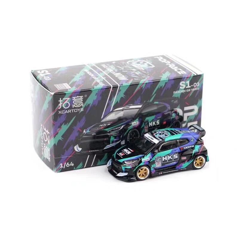 XCarToys POP RACE 1:64 PANDEM GR YARIS HKS Diecast Model Car