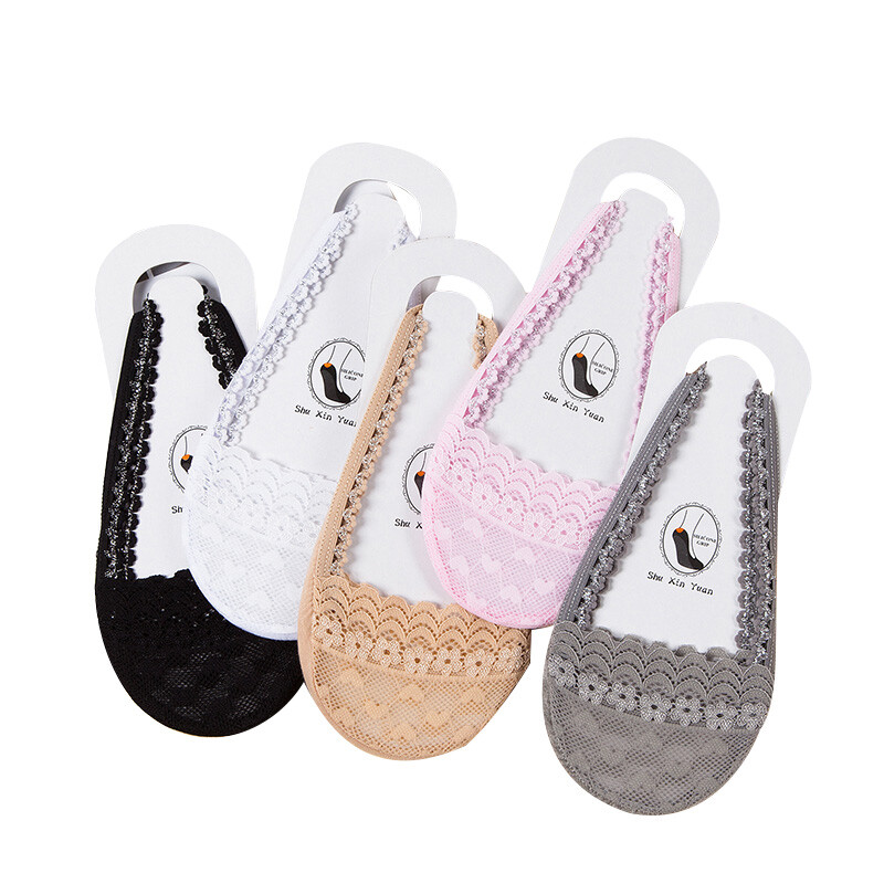 5-pairs-women-slingback-toe-cover-lace-floral-low-cut-nonslip-socks-footsies