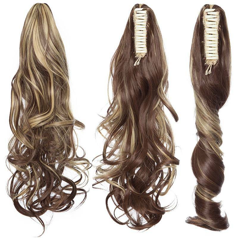 Real Thick Claw Ponytail Pony Tail Clip in Hair Extensions As Human Hair Colored
