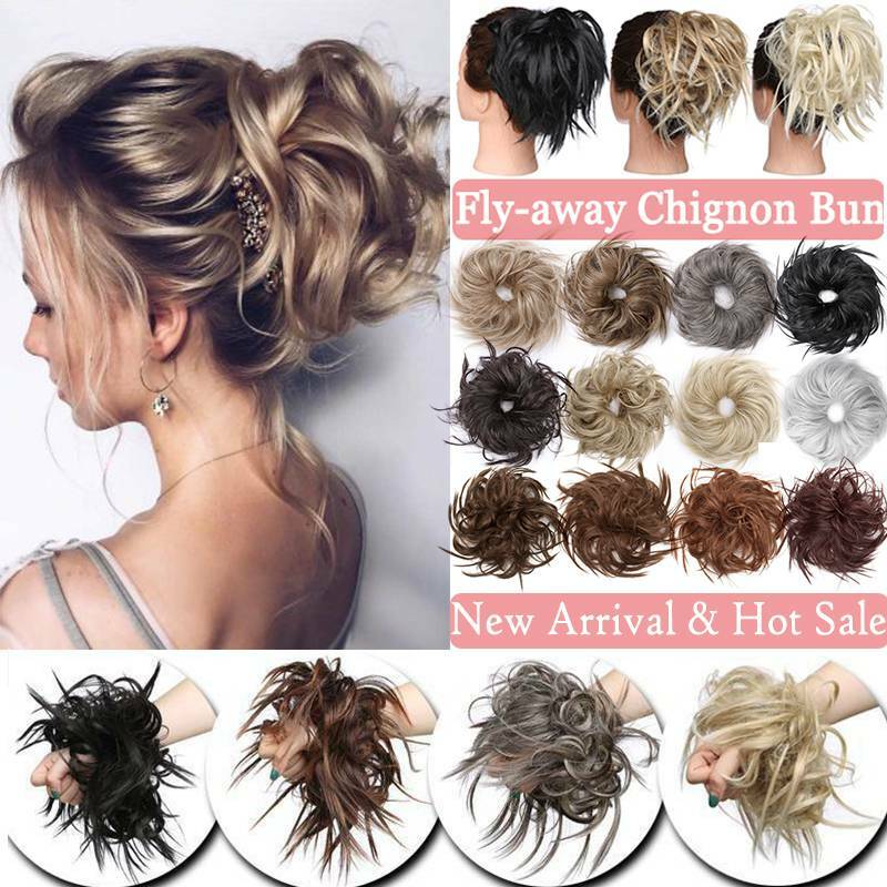 Large Curly Real Messy Bun Hair Scrunchie Updo Coverhair Extensions As Human Uk Ebay