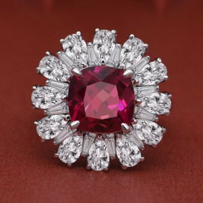 925 Silver Plated Charm Ring Cubic Zircon Elegant Women Wedding Jewelry Sz 6-10