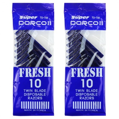 2 PACK OF 20 CT Dorco TD708 Twin Blade Men's Razors TOTAL 20