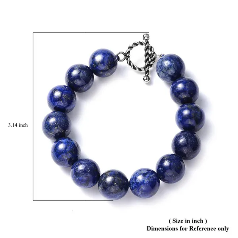 Shop LC Lapis Lazuli Beads Bracelet Stainless Steel Her Size 7
