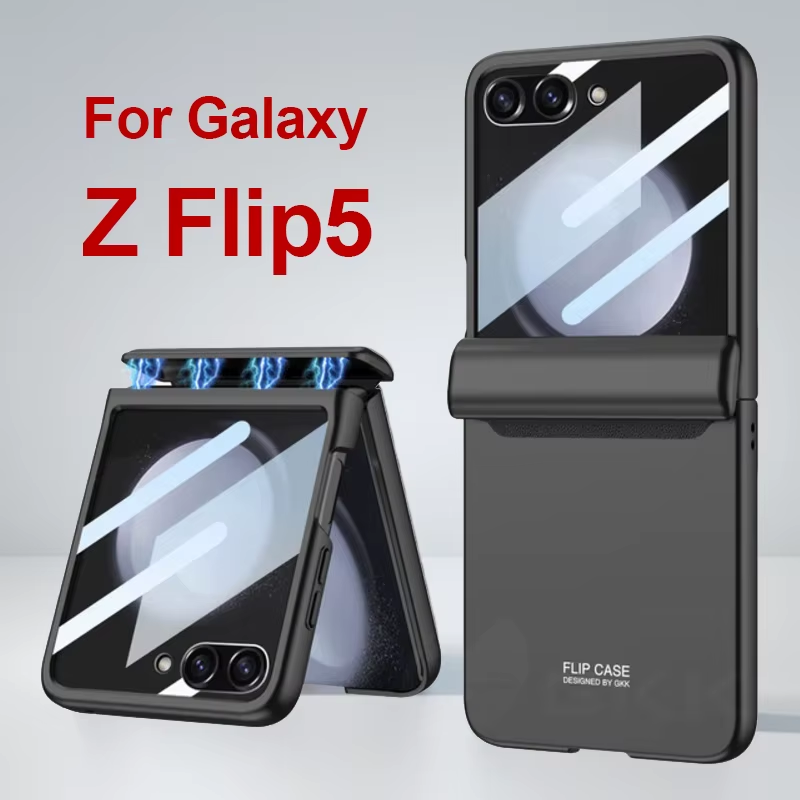 Original Case for Samsung Galaxy Z Flip 5 6 7 Magnetic Hinge With Screen Glass A
