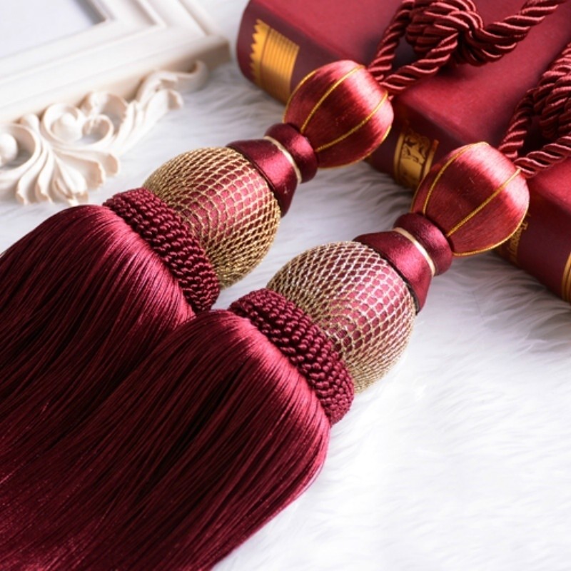 1 Pair Large Curtain Holdbacks Luxury Tie Backs Tassel Curtain Rope