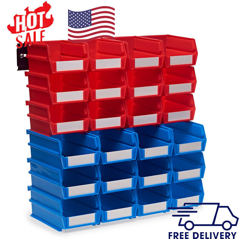 2pk 26-Piece Wall Hardware Storage Unit Bins with Mount Rails Garage  Organizer