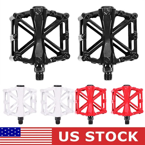 Pair Bicycle Pedals Metal Alloy Flat Platform 9/16