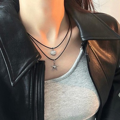 Summer Beach Jewelry Retro Heart Shell Starfish Pendant Necklace For Women Gift
