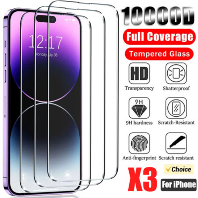 Tempered Glass Screen Protector For iPhone 14 13 12 11 Pro Max X XS XR 8 7 6