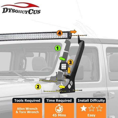 For 18-23 Jeep Wrangler JL 50" LED Light Bar+40W Pods+Pillar Mount Brackets,Wire