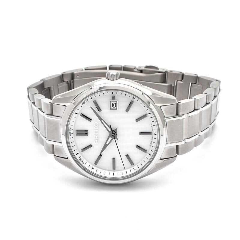 SEIKO SEIKO SELECTION SBTM337 TITANIUM RADIO SOLAR WATCH PEARL WHITE DIAL 39.5MM