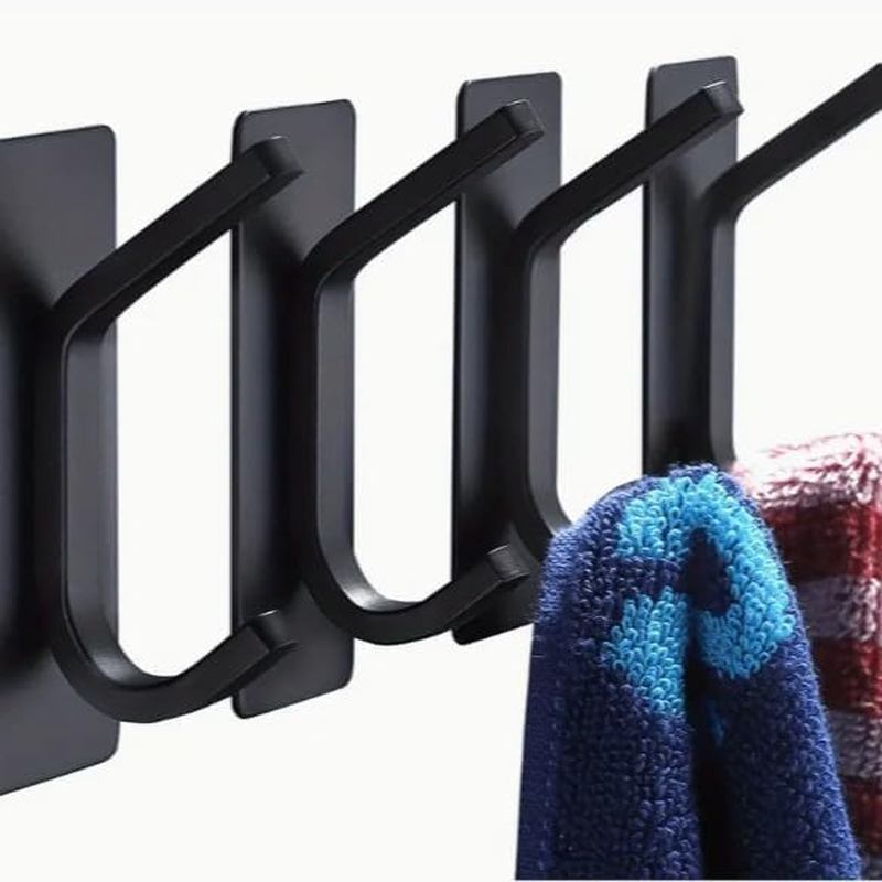 Matte Self Adhesive Towel Hooks for Bathroom Wall Door Mounted - Stainless Steel