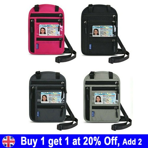 Travel Passport Holder Security Neck Stash Pouch Wallet Bag 