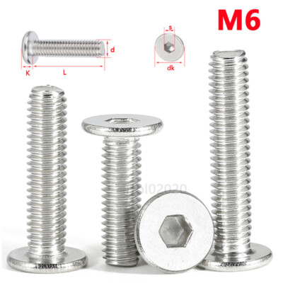 M6 Ultra Thin Wafer Flat Head Low profile Screws Bolt Allen Key Stainless Steel