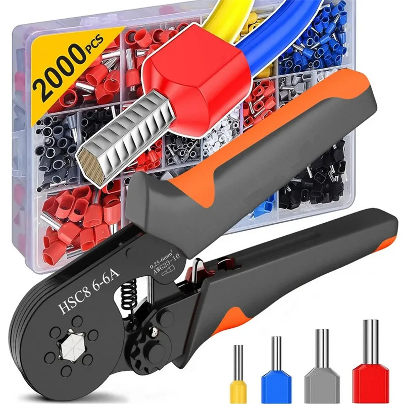 Hexagonal Self-Adjustable Ratchet Ferrule Crimping Tool Kit 23-10AWG 0.25-6Mm² C