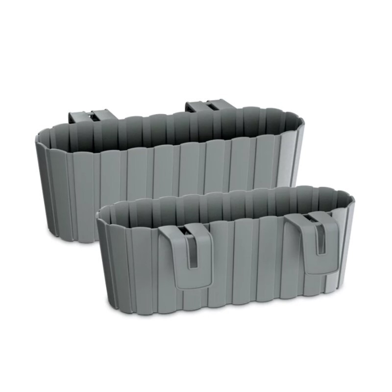 Grey Fence Flower Pot 380mm x 210mm x 130mm with Holder Hook Flowerpot Planter