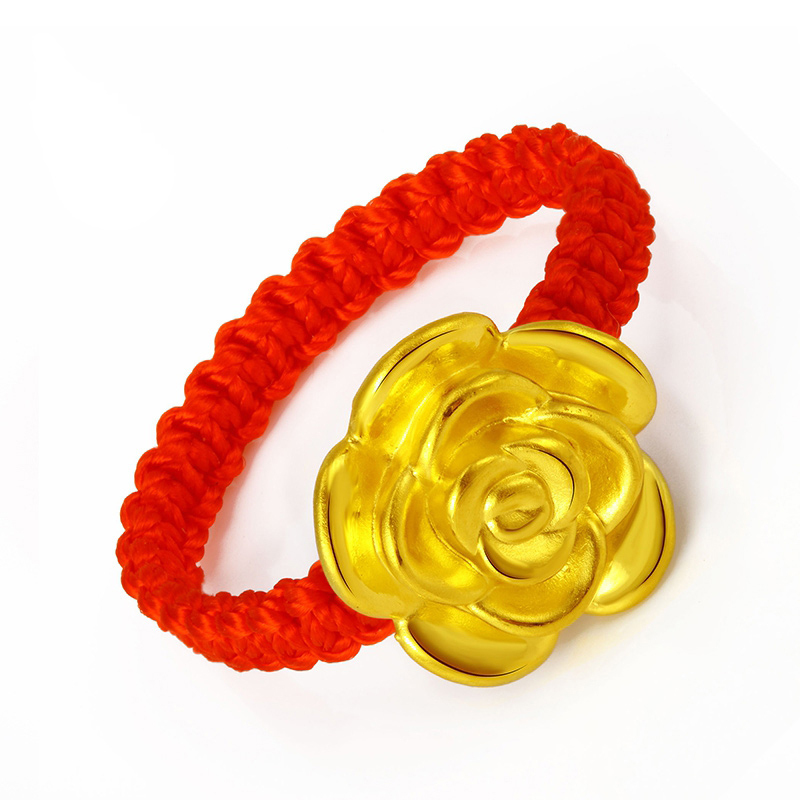 999 Pure 24K Yellow Gold Ring Woman Charming Rose Lucky Ring Best Love Gift