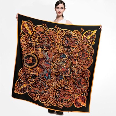 Luxe 100 Silk Wrap Scarf 50quotx50quot Square green blue pink gold black red