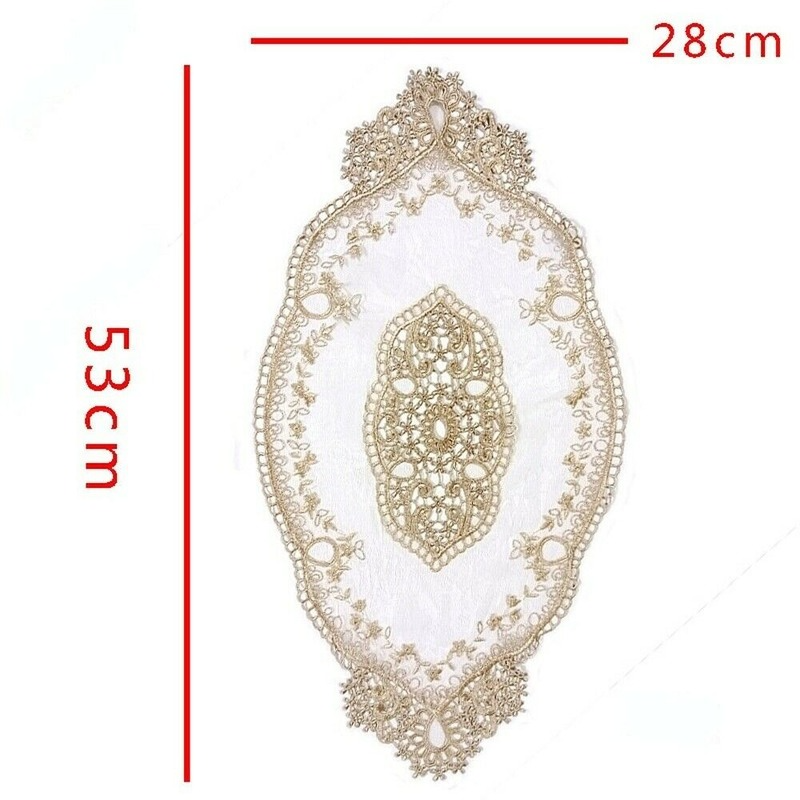 2X Floral Lace Placemat Coaster Doily Embroidered Hollow Oval Table Cover Home