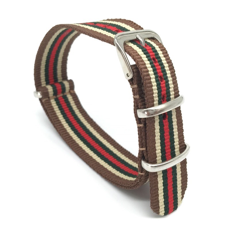 Cinturino In Nylon Universale Ricambio Orologio Larghezza 20mm Marrone Veros lac