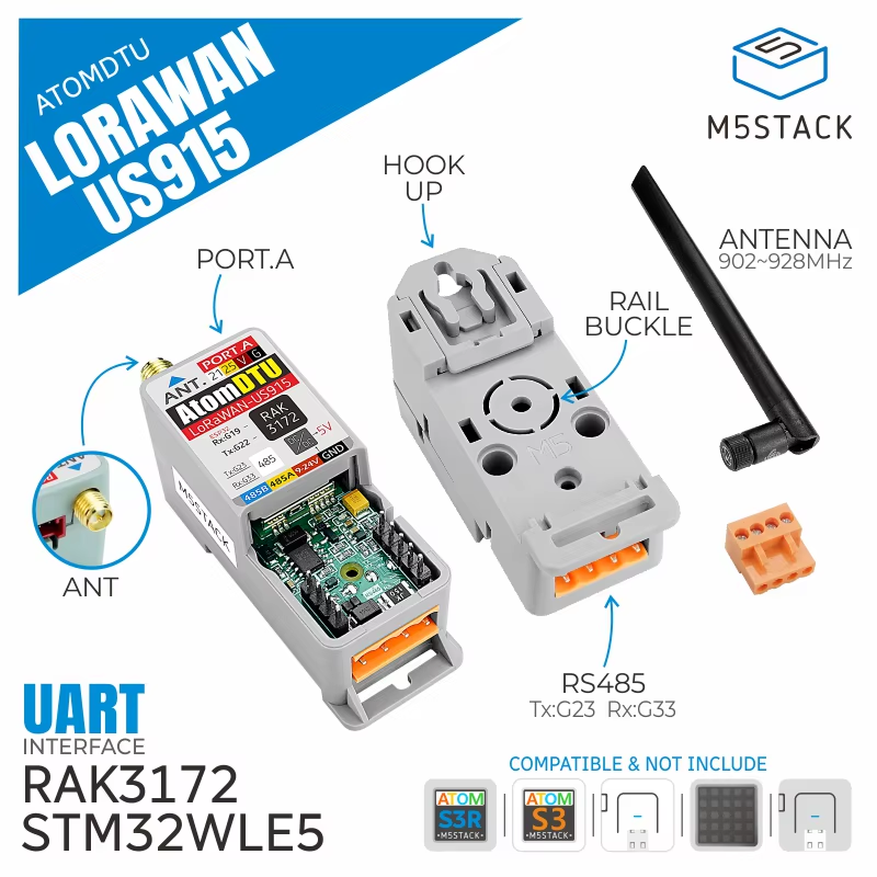 Official Atomic DTU LoRaWAN Base -US915/EU868(STM32WLE5CC)