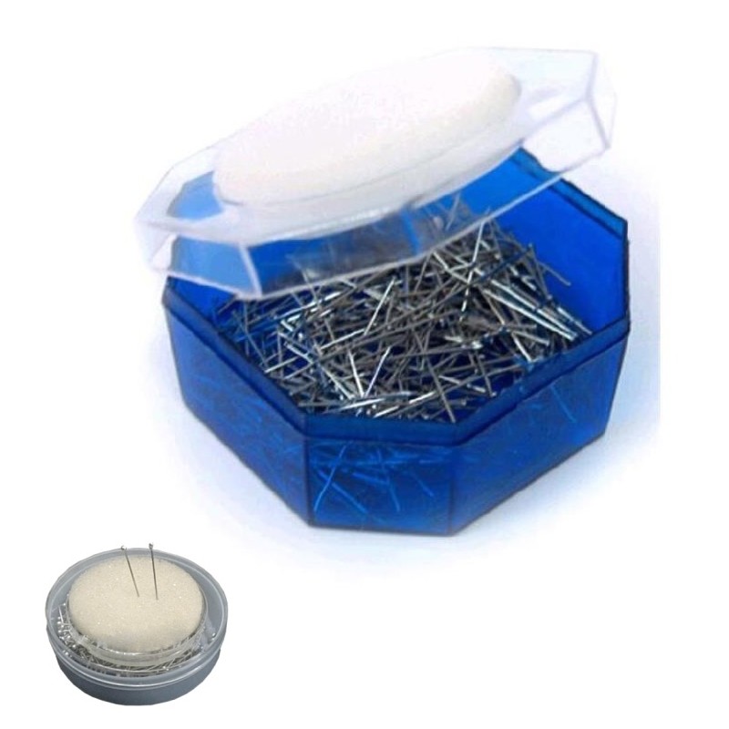 Scatola 200 Spilli In Acciaio Inox Con Spugna Sarta Sartoria Cucitura Cucito moc