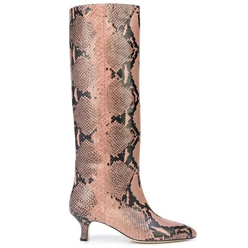 kitten heel snakeskin booties