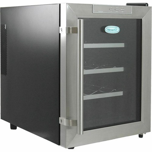 Stainless Steel 12 Bottle Thermoelectric Wine Cooler, Blue LED Countertop Fridge