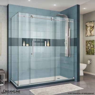 Enigma-X 34 1/2 D x 72 3/8 W x 76 in. H Fully Frameless Sliding Shower Enclosure