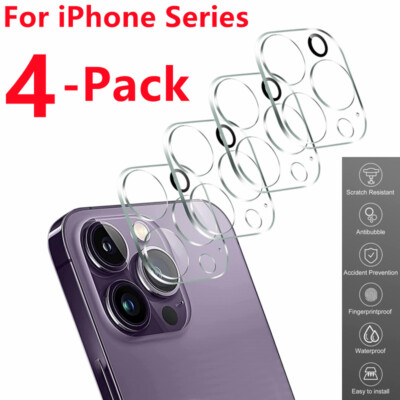 4 Pcs Tempered Glass Camera Lens Protector for iPhone 16 Pro Max 15 14 13 12 11