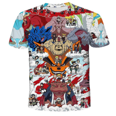 Naruto Riomuo Kakashi Naruto 3D Printed Summer Fashion Casual T-shirt