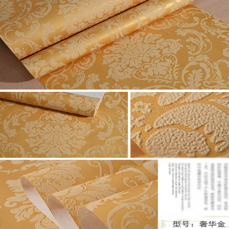 Self-Adhesive 3D Embossed Wallpaper Sticker Roll Damascus PVC Waterproof sticker